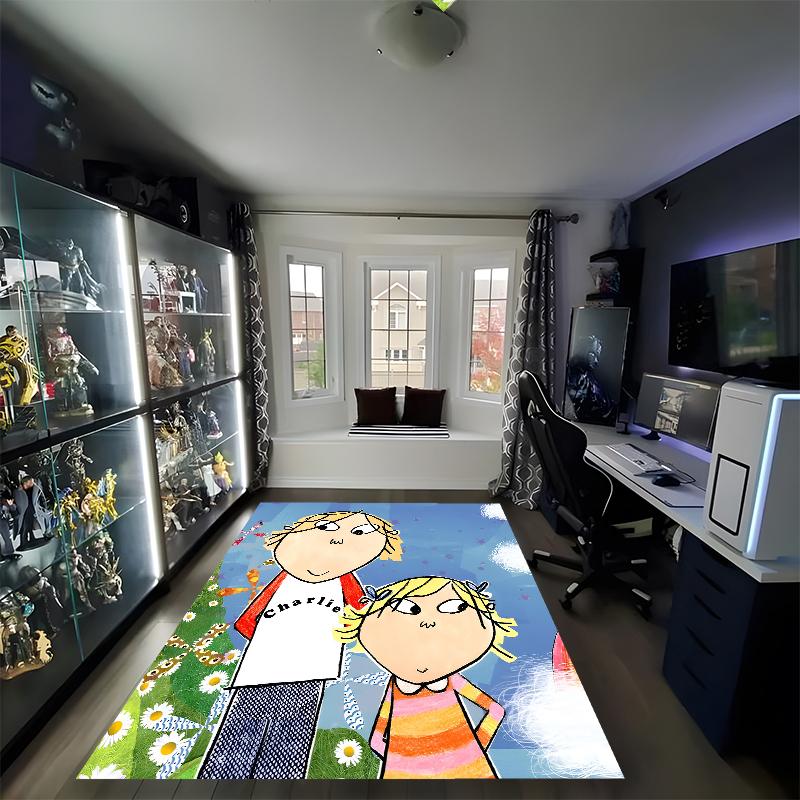 Charlie and Lola Printed Carpet, Rug for Office Chair Living Room Bedroom Kitchen Room Decor Gifts.