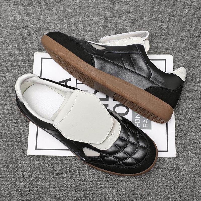 Men'S New Genuine Top Layer Cowhide Flip Casual Shoes, Niche Design German Training Skate Shoes, Versatile Outdoor Fashion Sports Sneakers