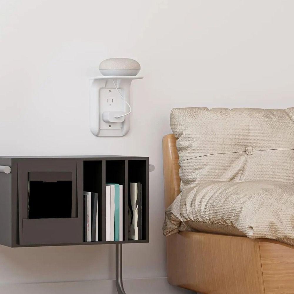 2PCS No Drilling Socket Holder Wall Mounted USB Rack Convenient Wall Outlet Shelf  Office