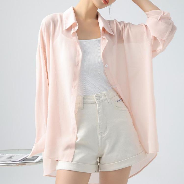 Summer Thin Long Sleeve Women Sun Protection Shirt Chiffon Air Conditioning Top Niche Design Sense