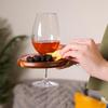 Wood Appetizer Plates Set of 4 Acacia Wood Appetizer Plates Wooden Cocktail Appetizer Plates with Wine Glass Holder Cheese Board