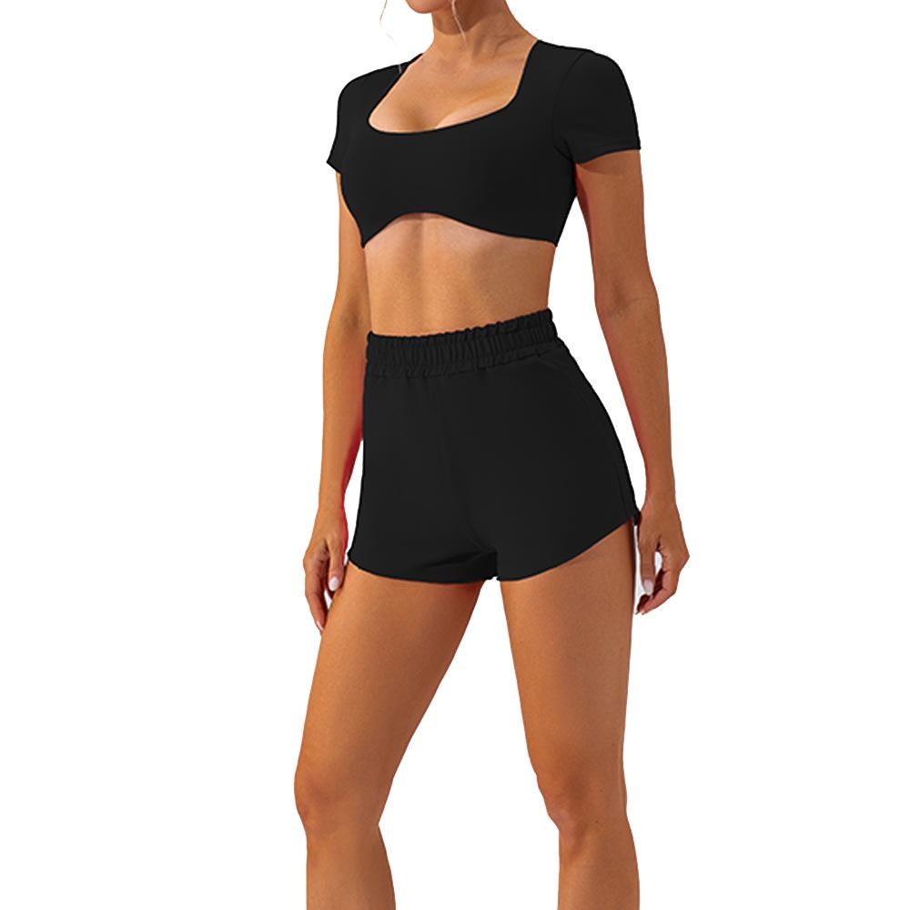 

Women s Yoga Sports Vest with Chest Pads & Loose Shorts Two-Piece Set Extra Large чорний