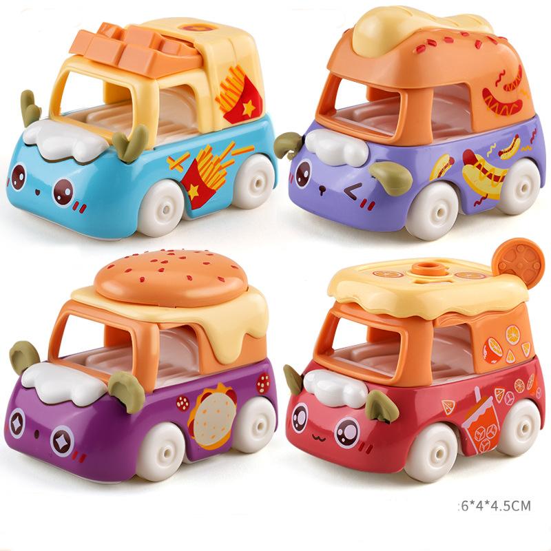 4pcs Fast Food Alloy Cars Dessert Cartoon Food Metal Cars, Children's Toy Decoration, Halloween and Christmas Gift for Boys and Girls