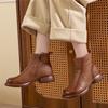Johnature Thick And Warm Cotton Shoes Women's Winter Genuine Leather Anti Slip Low Heel Plush Short Boots