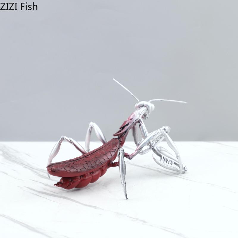 Silver Praying Mantis Insect Statue Creative Artwork Ornaments Desk Decoration Mantis Resin Sculpture Room Aesthetics Decor