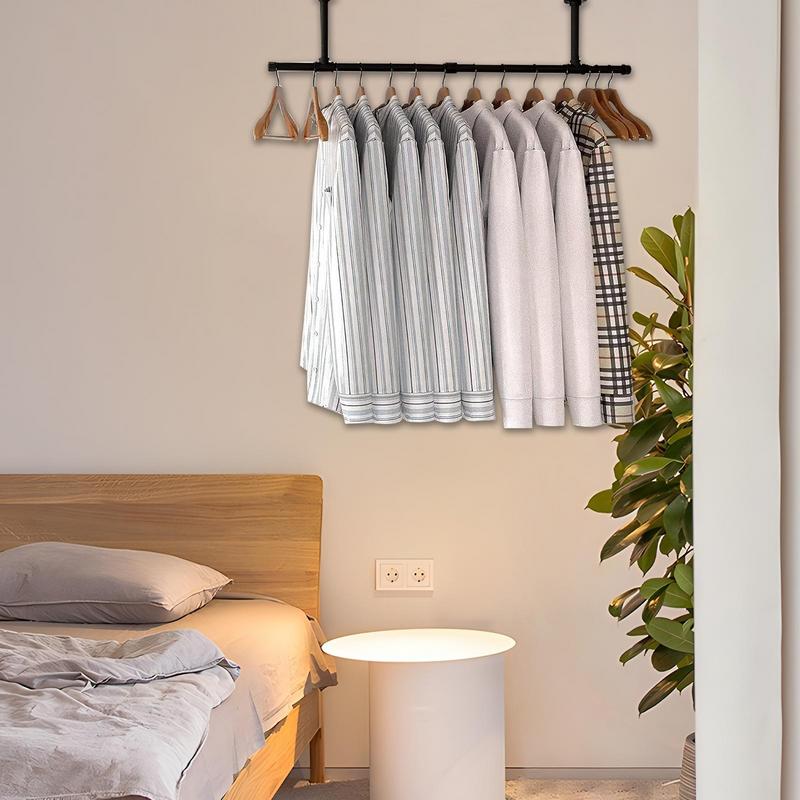 Hanger Storage Rack Hanger Storage Wall Mounted Holder Metal Closet Hanger Rack Rustproof Wall Mounted Closet Rod For Balcony