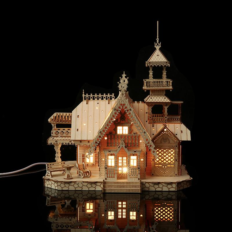 New 3D Wooden Jigsaw Puzzle for Children: DIY Creative Retro Villa