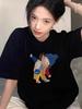 Summer 2025 Women's Loose Cartoon Print Pure Cotton T-Shirt