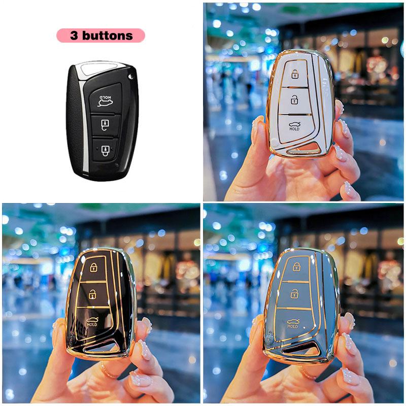 Soft TPU Car Key Cover Remote Case For Hyundai Santa Fe Sport Ix45 Equus Centennial Genesis G80 Grandeur Azera 2013-2016 Shell