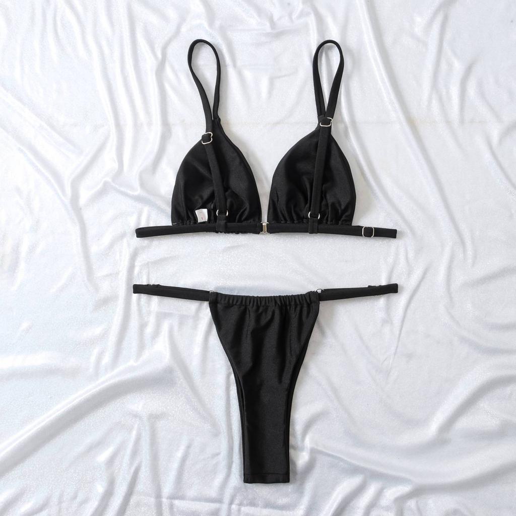 Costum de baie pentru femei, fără mâneci, mozaic triunghi, cu bretele din spate, seturi de bikini din două piese
