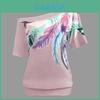 Luxurious Off The Shoulder Floral Print Short Sleeve Women's T-shirts Top Plus Size
