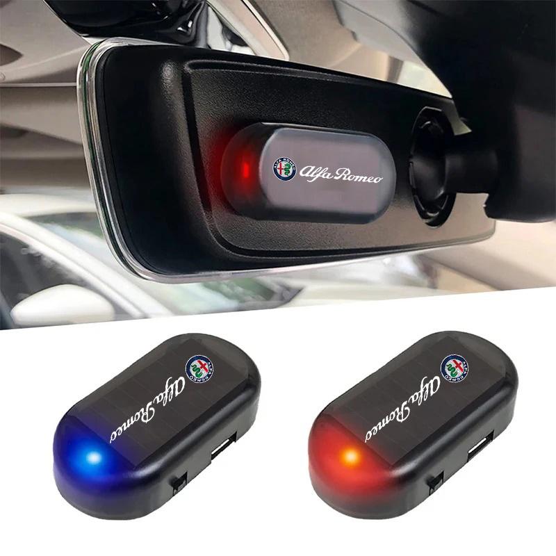 For Alfa romeo giulietta giulia stelvio 156 gt 159 147 1pcs Car Led Security Light Solar Powered Caution Lamp Anti-Theft Lamp zl9