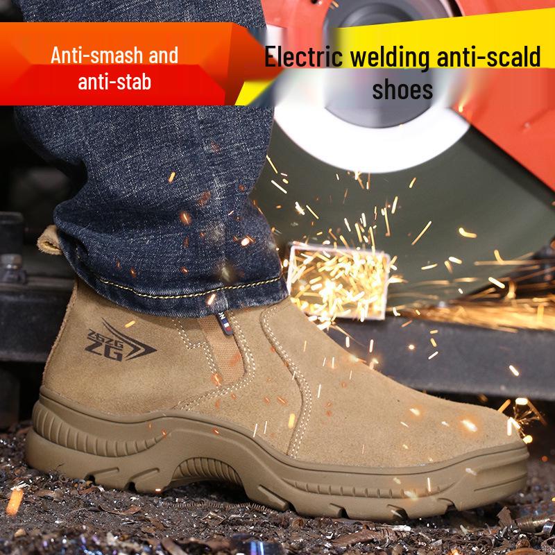 

Men s Steel Toe Labor Protection Safety Shoes with Anti-Smash, Anti-Puncture Features, Rubber Sole, and Durable Wear-Resistant Velvet Lining 8808~Khaki (Four Seasons);40