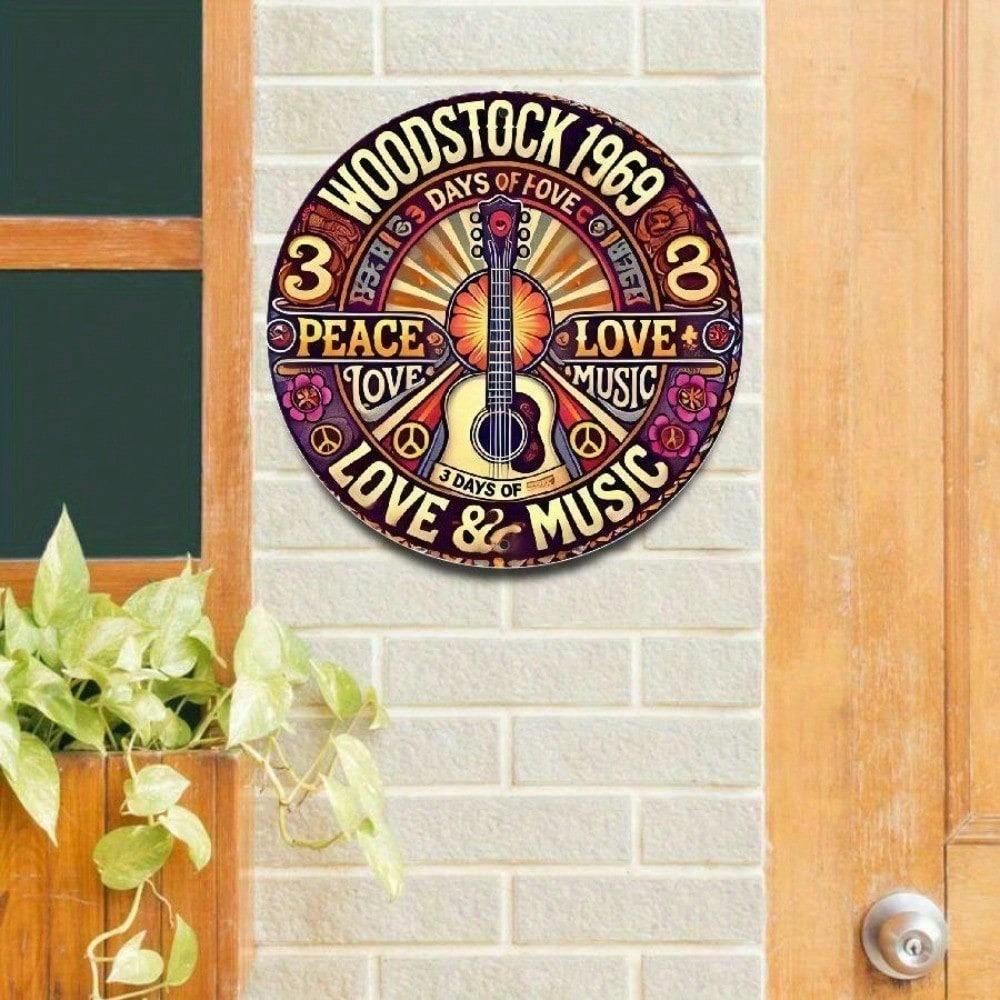Vintage Retro Aluminium Wandkunst Schild Rustikales Metallschild Heimdekoration 3 Tage Frieden Liebe Musik Festival