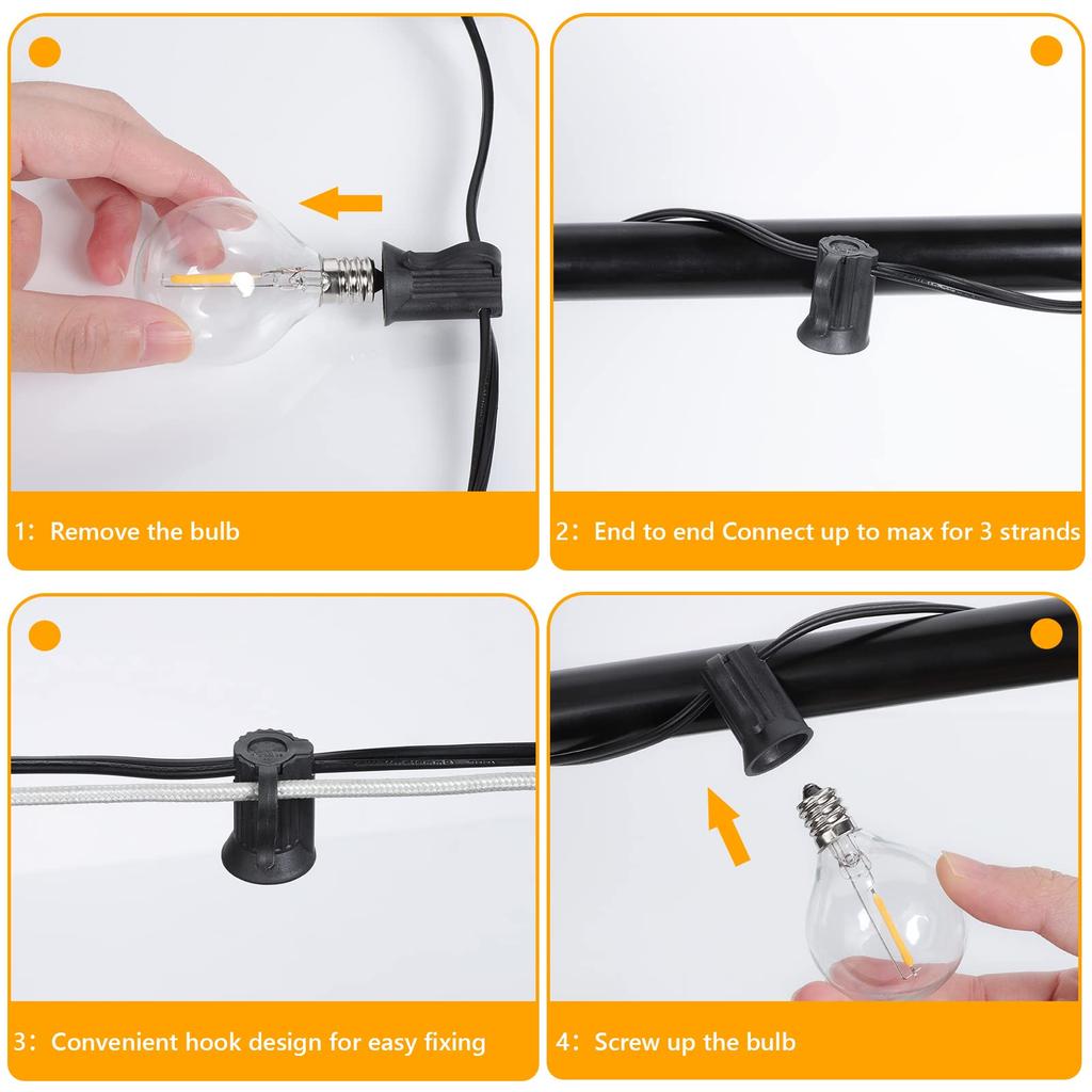 G40 Indoor Outdoor String Light E12 Socket EU Plug 220V Connectable Dimmable Vintage Fairy Light Chain For Backyard Patio Decor