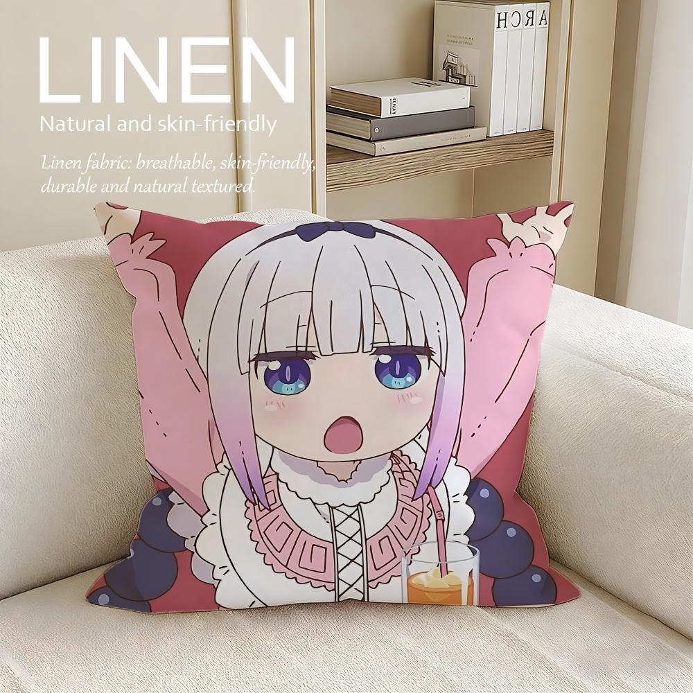 Miss Kobayashis Dragon Maid Cushion Cover Linen Decorative Pillowcase Set Pcs x Breathable Washable Sofa Cushion Cover