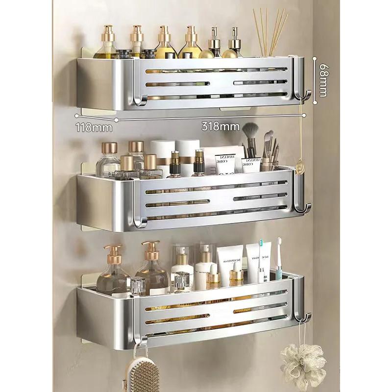 Punch-Free Bathroom Shelf Wall Mounted Shampoo Makeup Storage Holder Kitchen Toilet Square Self Adhesive No Drill Shower Shelves
