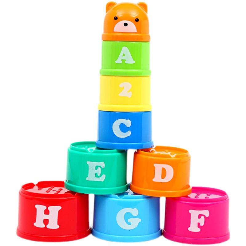 

Rainbow Tower Stacking Cups: Educational Toy for 1-3 Year Olds