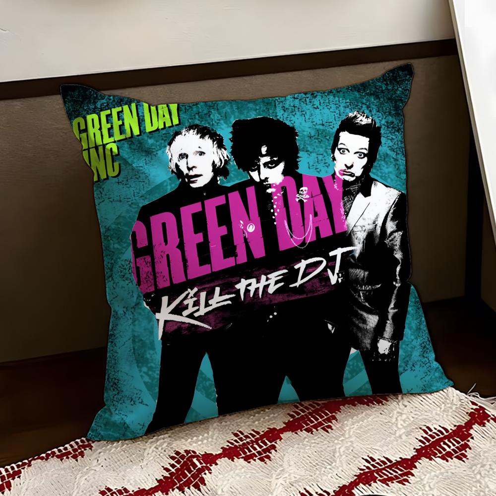 DGreen Day Band Cushion Cover Reversible Soft Durable Pillow Cover Home Car MultiScene Use for Daily Comfort
