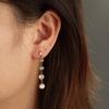 Trendy Women's 18K Gold-Plated Emerald Tassel & Stud Earrings with Cubic Zirconia In Stainless Steel