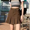 Minigonna di Jeans Pieghettata a Vita Alta da Donna con Cintura a Fibbia Vintage A-line Corta per Streetwear Y2K