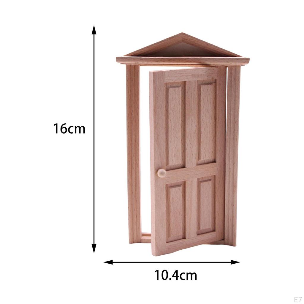 Delicate Dollhouse Wood Door Miniature Furniture Toys Props Pretend Playset House Decor Toy Blank