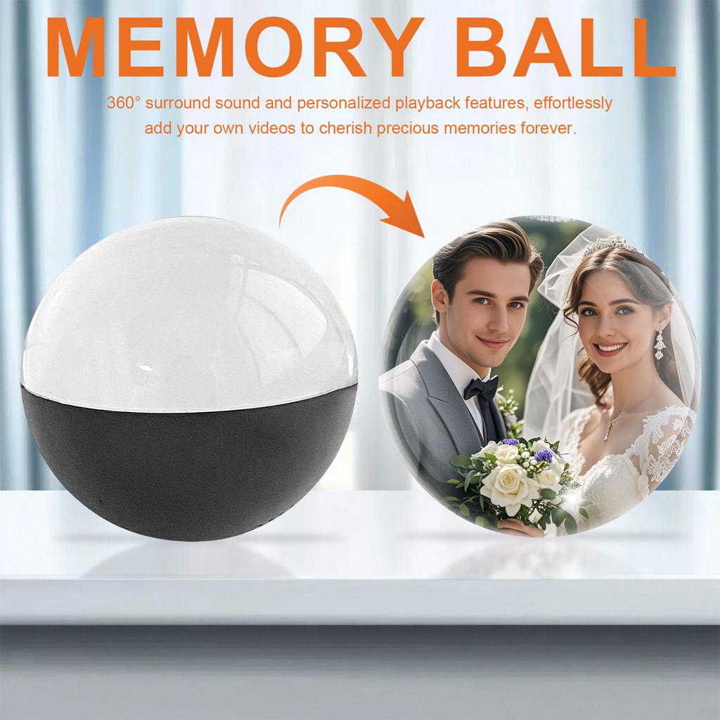 Crystal Ball Video Player Memory Orb Personalized Digital Memory Display Uploadable Videos & Photos DIY Gift for Anniversary