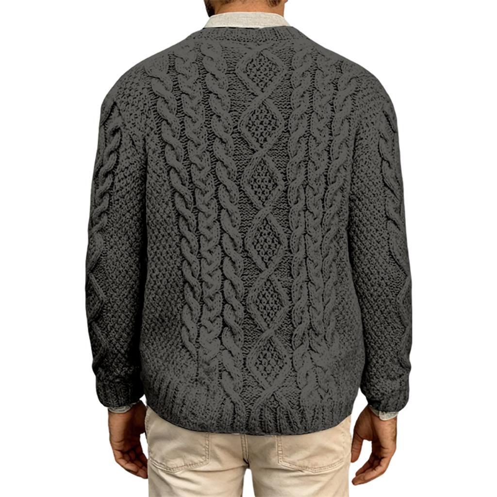 Fashionable Casual Round Neck Pullover Long Sleeved Men's Knitted Sweater