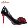 Aphixta Twins Roses Sticky Flowers 10cm Stiletto Heels Pumps Women Shoes Black Red Super High Pointed Toe Plus Big 49 50