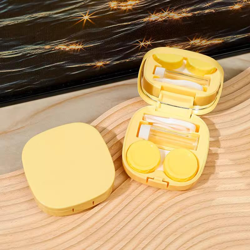 Portable Macaron Contact Lens Case with Mirror – Compact and Stylish for Female Students