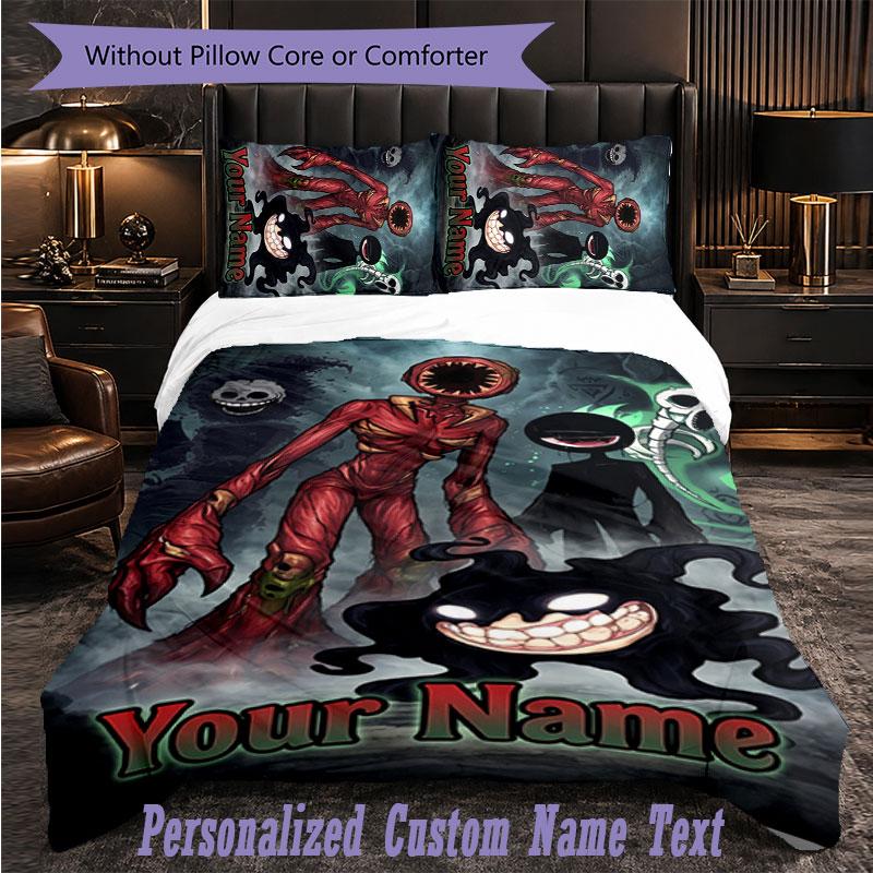 Personalized 3Pcs Bedding SetDoors Custom Text Duvet Cover Pillowcase Set Bedroom Gift