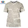 Staré noviny Trička 3D tisk Muži Ženy Ležérní Móda Hip Hop Legrační Krátký rukáv Streetwear Vintage topy Košile