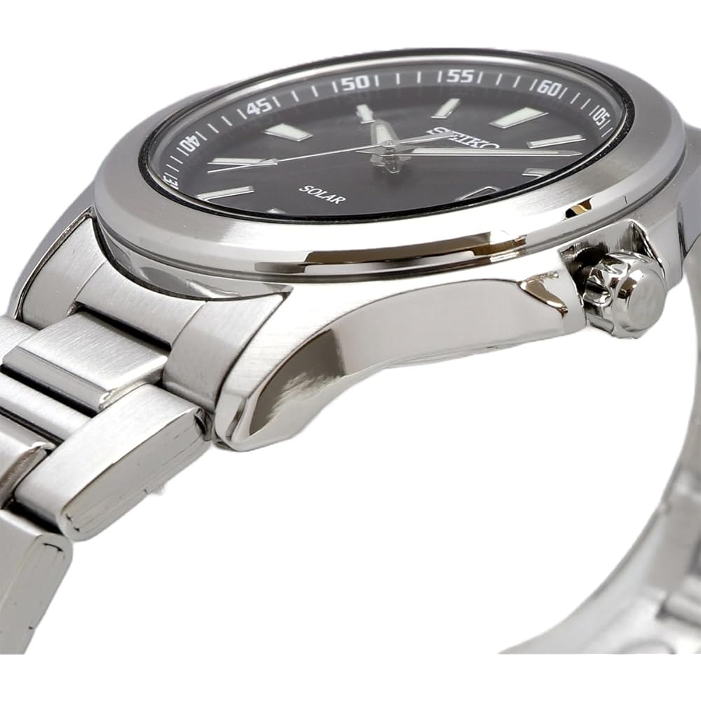 Seiko Solar Quartz Watch SBPN067 Silver Black Men's 40mm