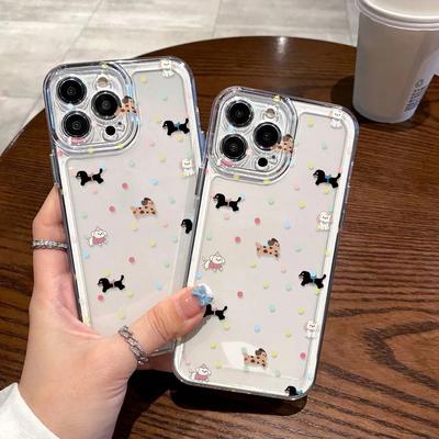Cute Puppy Polka Dot Couple Pattern Phone Case for iPhone 17 16 15 14 13 12 11 16E Series Pro Max Plus