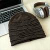 Autumn and winter high elastic knitted pile hat women's loose striped pullover hat big head circumference thin versatile solid color confinement hat
