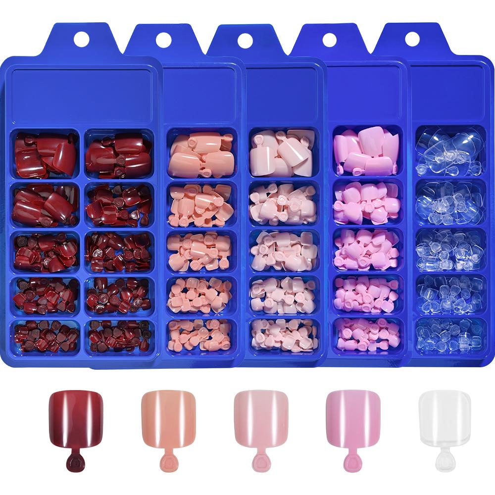 100-Piece Solid Color Toe Nail Tips Set - Advanced Boxed Women's Toenail Manicure Tips