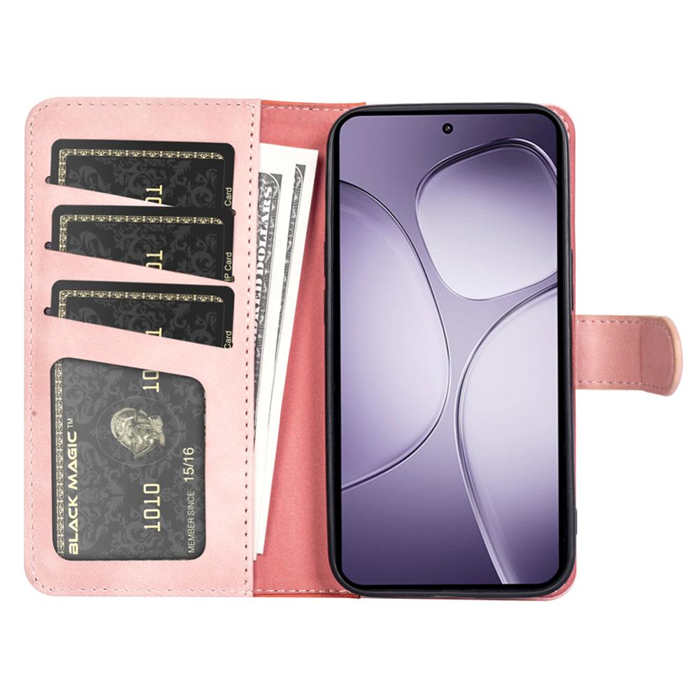 

For Xiaomi 14T Pro Wallet Case Leather Phone Cover Splicing Color Pink