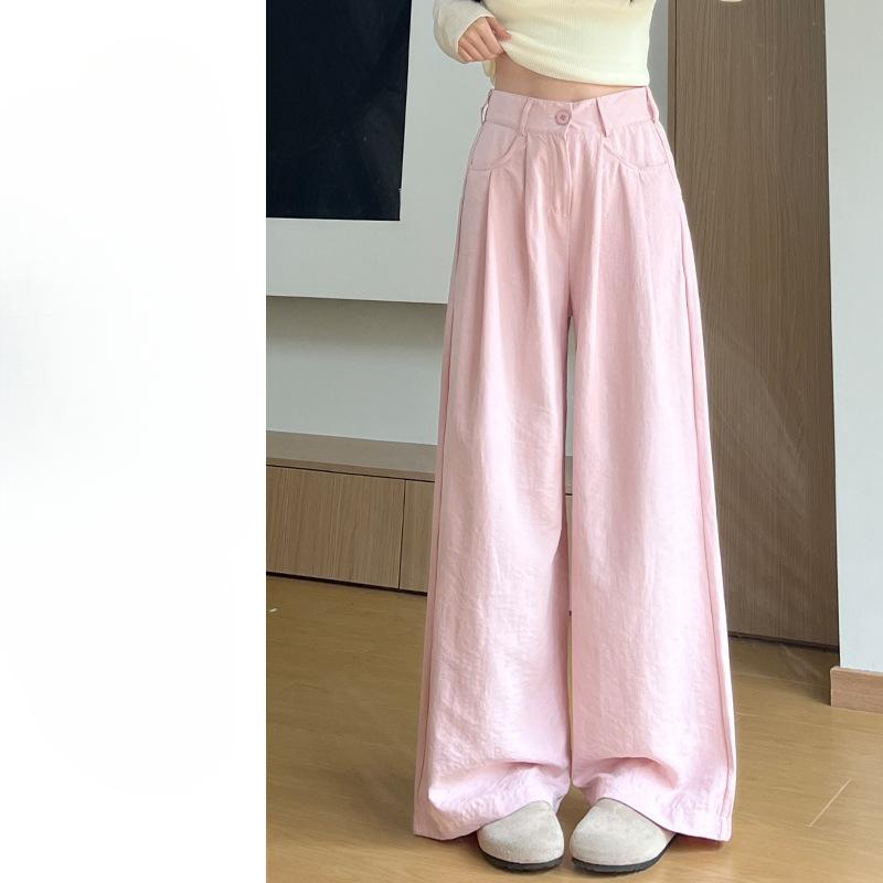 

Костюм Haze Blue Milk Floral, широкие брюки для женщин, лето, новые свободные брюки в пол из ледяного шелка с высокой талией XL