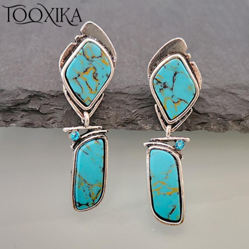 

Tooxika New Vintage Turquoise Earrings Popular Natural Stone Earrings Jewelry