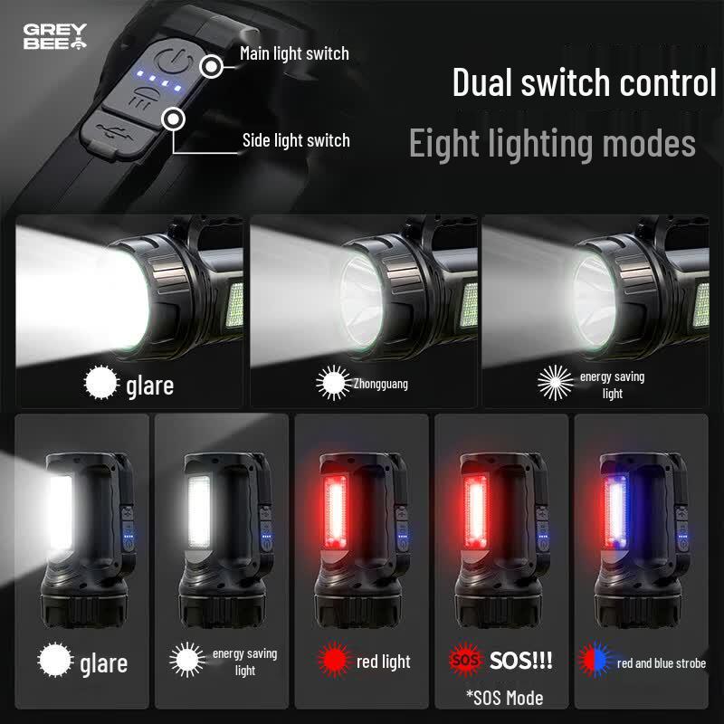 Multifunctional Portable LED Searchlight Flashlight