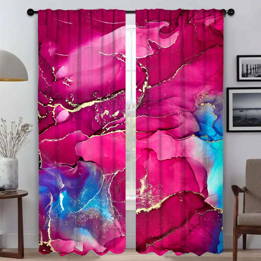 M-MarbleS Curtains for Living Room Curtain for Room 2 Panel Halloween Decoration Home Interior Curtains Partition Kitchen Camera