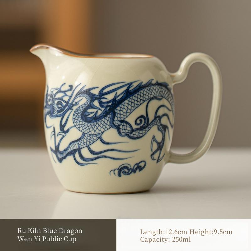 

Dragon Fair Cup Ceramic Opening Yellow Kung Fu Vintage Tea Sea Chinese Ru Kiln Teaware Tea Ceremony Utensil Cha Hai Public Cup 200-400ml
