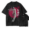 Classic Punk Style Anime Ghost In the Shell Print TShirt Unisex Vintage Washed Cotton Loose Casual Summer New Short Tshirt