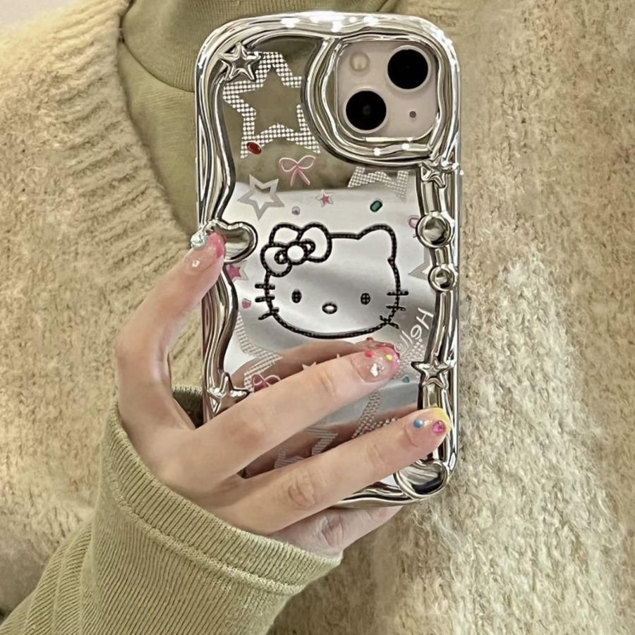 Silver Mirror Flash Diamond Kt Cat Apple 11promax Mobile Phone Case iPhone11 Electroplating 11 Makeup Mirror 11 Large Holes