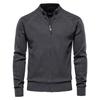 Men's Sweater Autumn Men's Cardigan Coat New Solid Color Lapel Jacquard Sweater High Neck Casual Knitwear