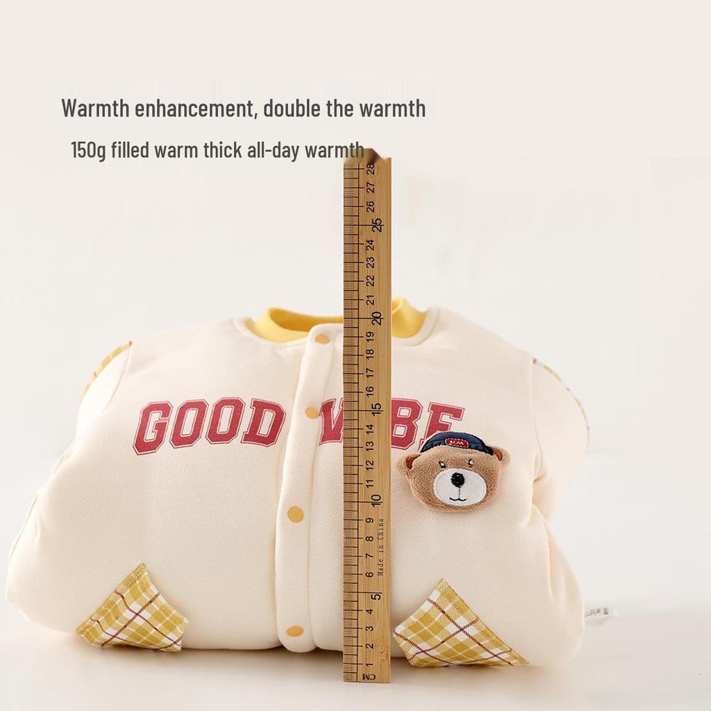 Unisex Quilted Cotton Baby Romper - 150g, Warm for Autumn & Winter, Indoor & Outdoor Wear