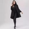 Red and Black Little Red Riding Hood Cloak Costume: Halloween Medieval Witch Robe with Sleeves