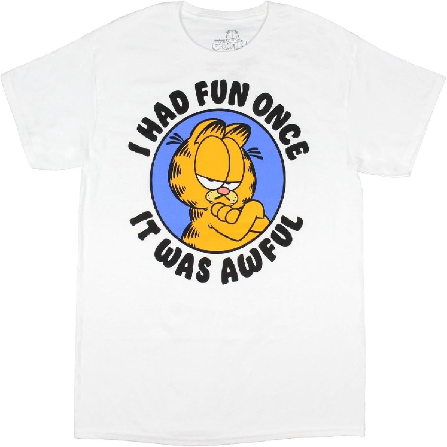 

Garfield Men s I Had Fun Once Humerous Adult Short Sleeve Graphic Print T-Shirt XXXXXL білий