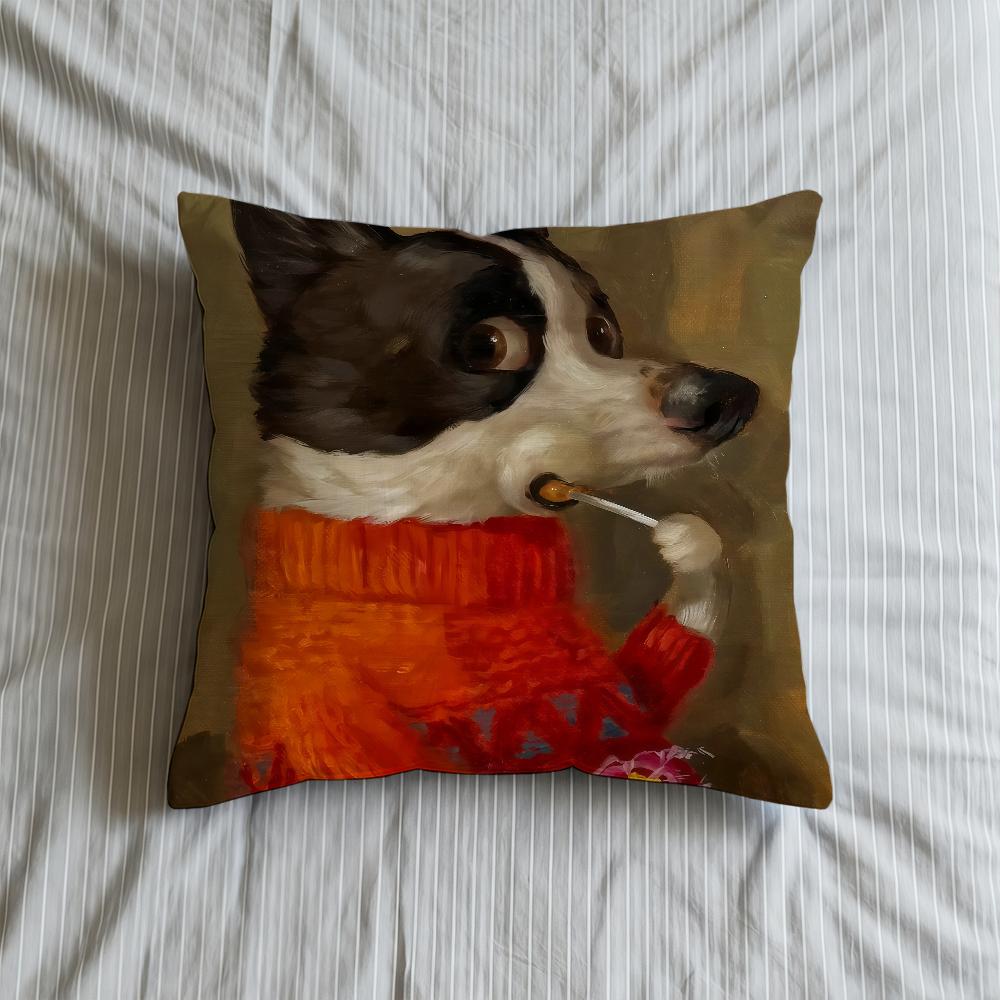 Painting Cushion Illustration Cover Soft Oil Case Sofa Living Pet Room Home Comfortable Office Decor Protective Pillow Covers