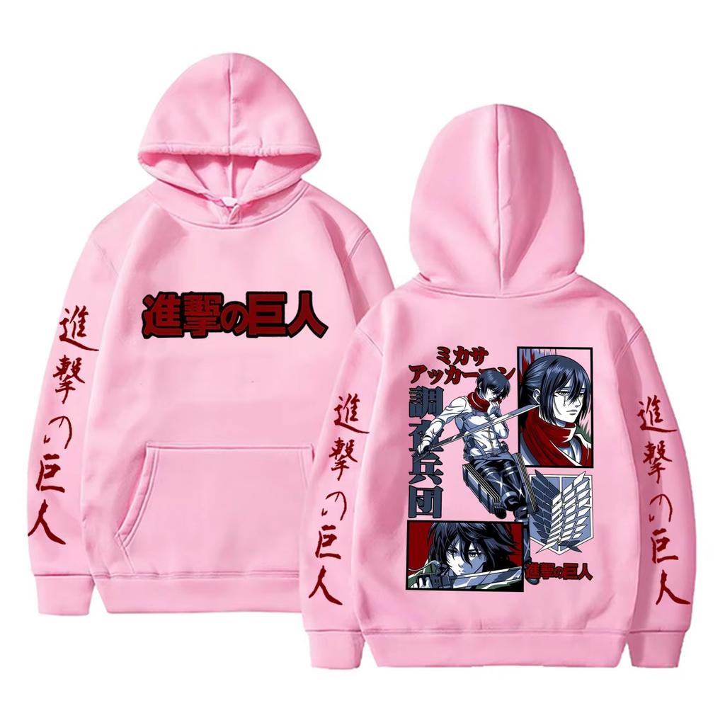 Hot Sale Anime Attack on Titan Mikasa Ackerman Hoodie Men Women Manga Oversized Pullover Hoodies Male Cartoon Hooded Sweatshirt